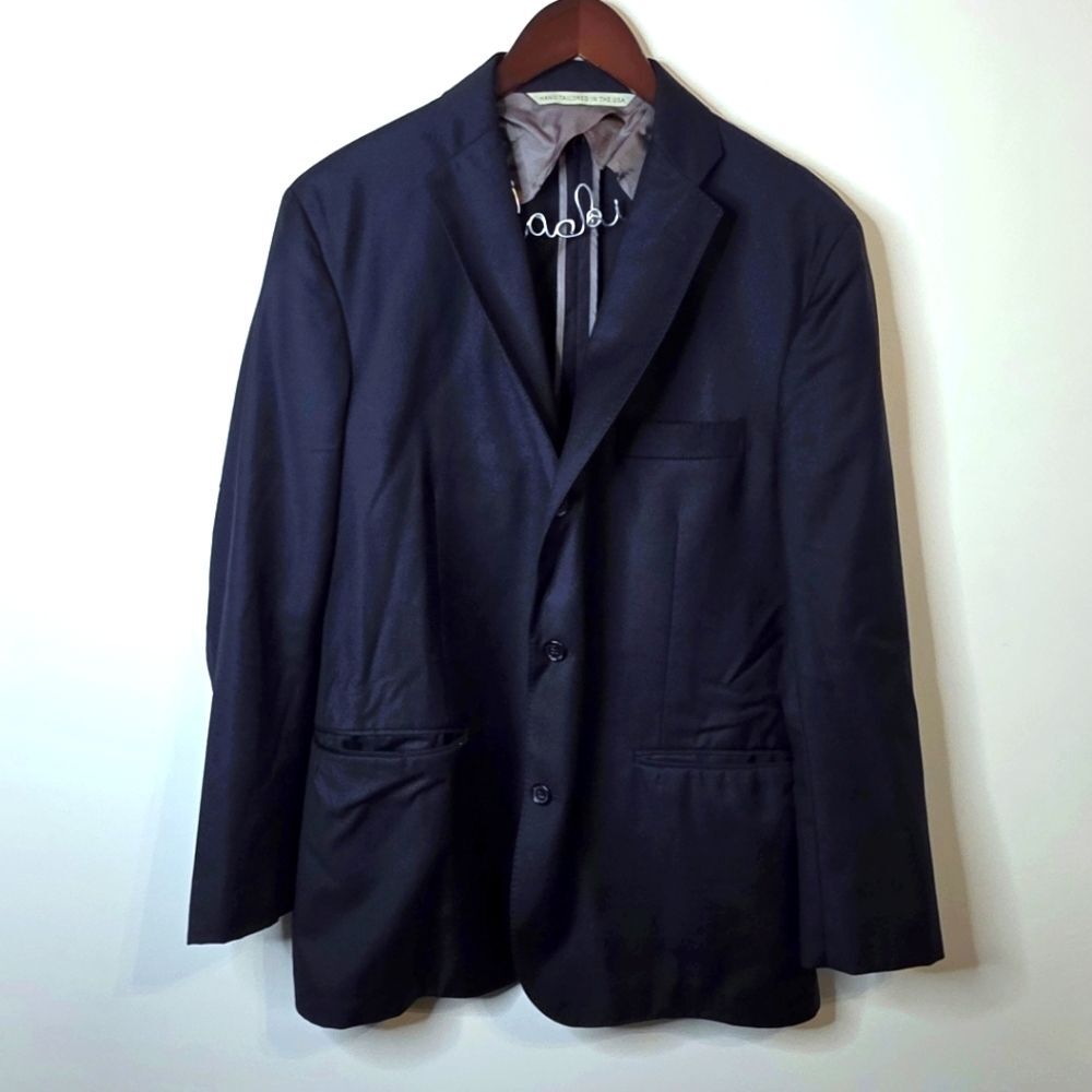Freeman's Sporting Club Navy Blue Wool Blazer Sport Coat Made In USA Size 44 Reg